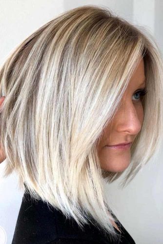 Blonde Balayage Asymmetrical Straight Lob #bobhaircuts #haircuts #asymmetricalbob #longbob #blondebalayage