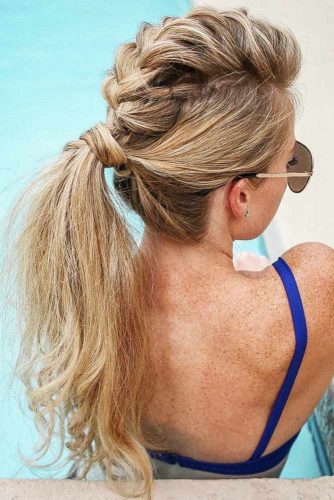 Braided Ponytail Hairstyles Fauxhawk #braids #ponytail