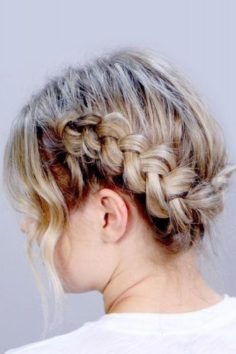 Braided Updo For Short Hair #shorthaircuts #shorthairstyles #shorthair #bobhaircuts #updohairstyles