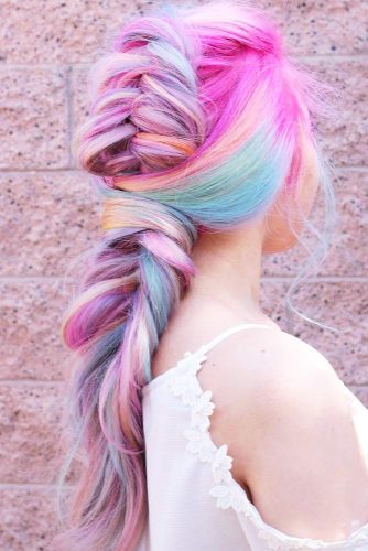 Bright And Colorful Tuxedo Braid #longhair #braids #fauxhawk