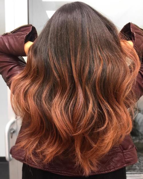 Copper Balayage For Brown Hair