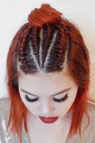 Cornrows Half-Up Topknot