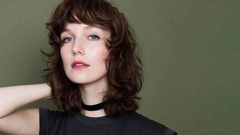 Curly Long Bob with Bangs