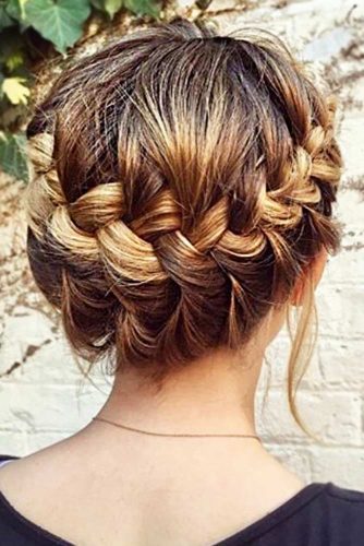 Cute Braided Short Hair Styles Brown #braids #shorthair #Updo