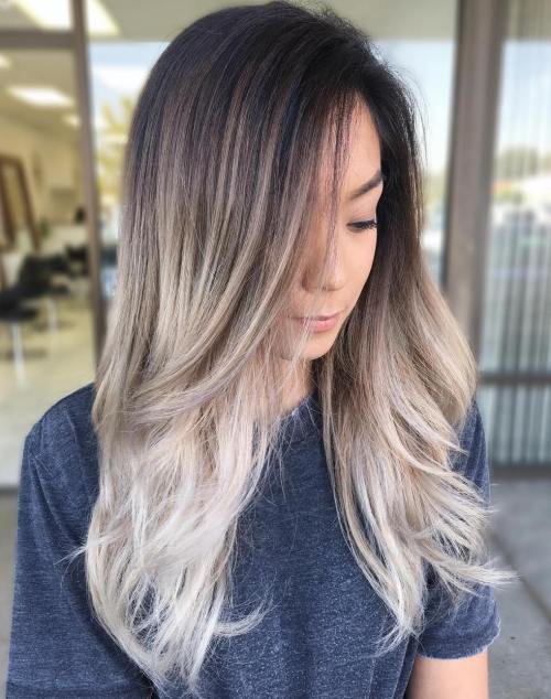 Dark Brown Hair With Ash Blonde Ombre