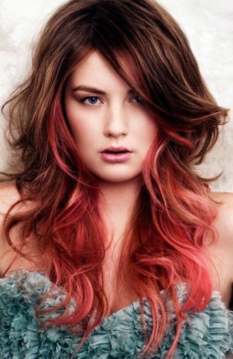 Dark Brown Hair with Vibrant Red Highlights