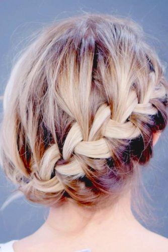 Diagonal French Braid Updo Hairstyle