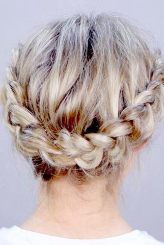 Dutch Braid Back Updo for Short Hair