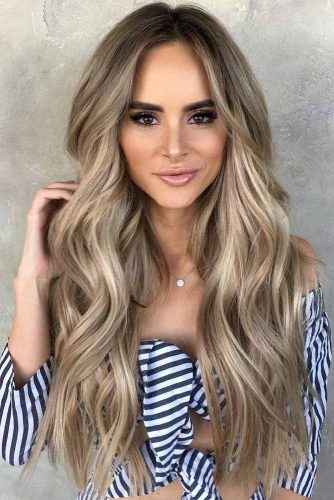 Extra Long Dirty Blonde Hair With Lowlights #longhair #wavyhair #balayage