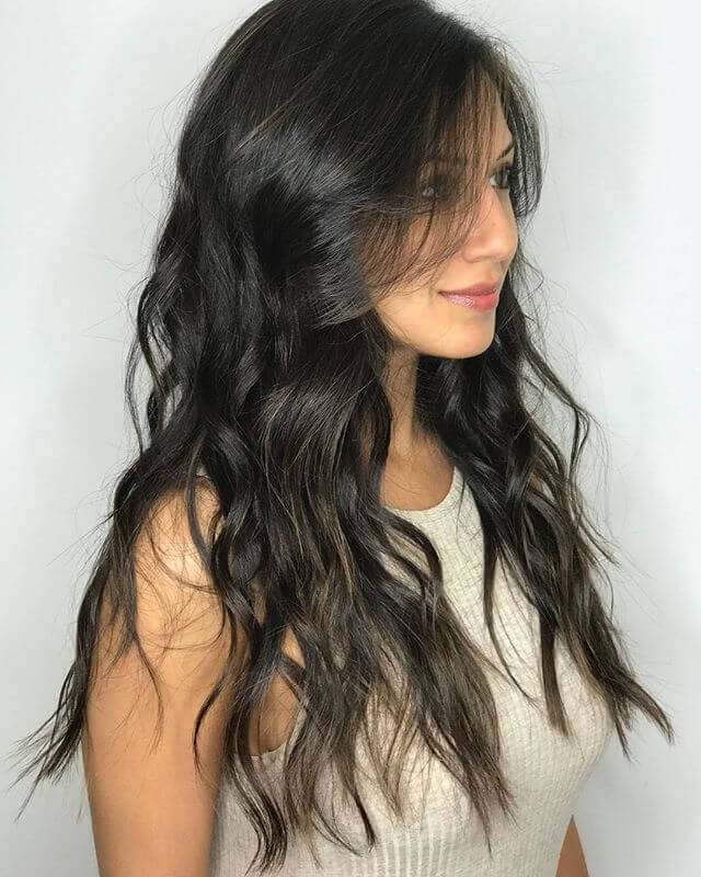 Feathery and Silky Dark Brown Waves