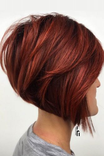 Fiery Red Stacked Short Layered Bob #shortbob #shortbobhairstyles #hairstyles #bobhairstyles