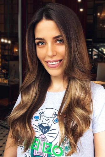 Gold Ombre On Dark Brown Base #brownhair #blondehair #brunette #ombre