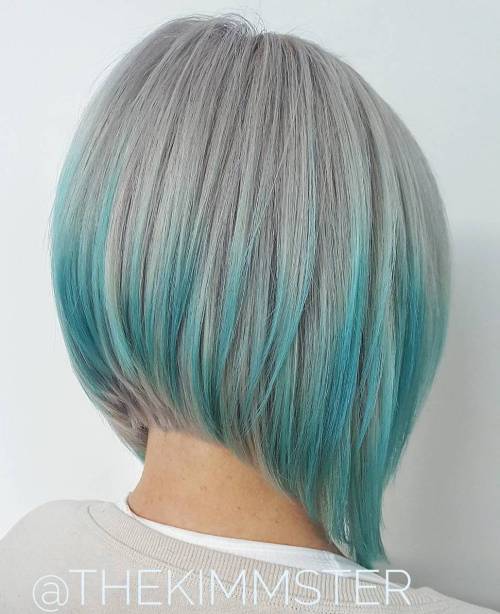 Gray Bob With Blue Highlights