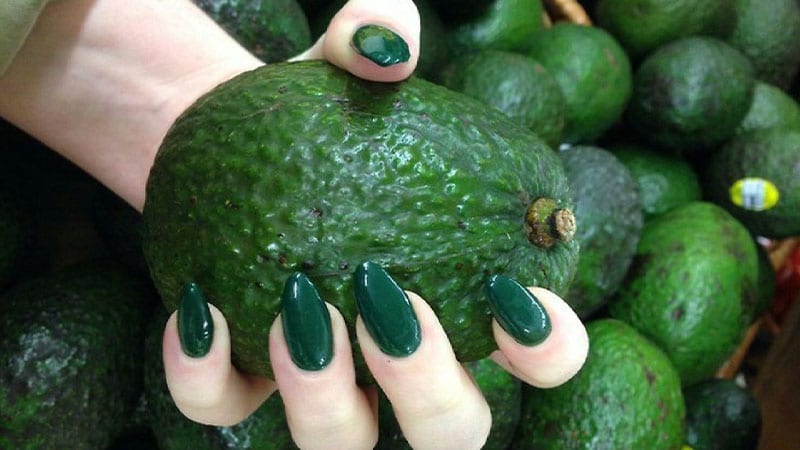 Green Almond Shaped Nails