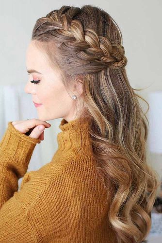 Half-Up Braided Hairstyles Halo #braids #half-up