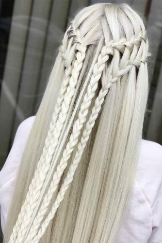 Half-Up Braided Hairstyles Waterfall #braids #half-up