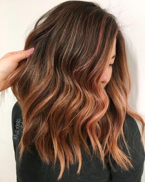 Lob With Auburn Balayage