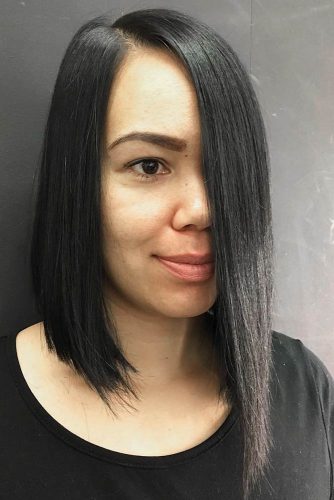 Long Bob For Sleek Black Hair #longbob #bobhaircut #sleekhair #straighthair