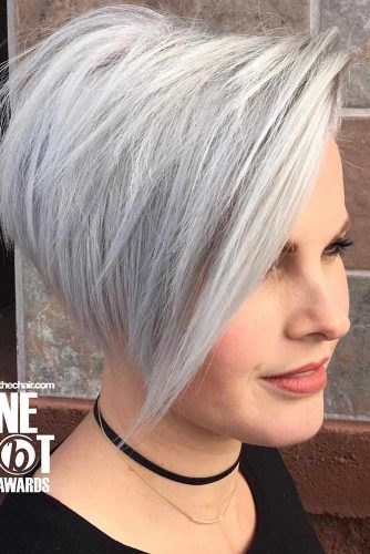 Long Pixie Cut For Thick Hair #longpixie #pixiecut #silverhair #layeredhair