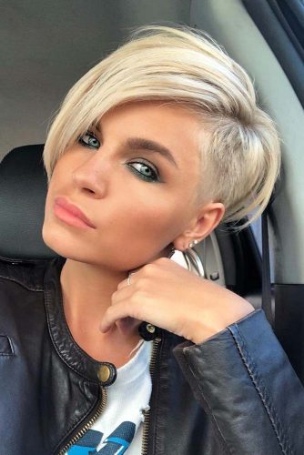 Long Straight Pixie With Side Undercut #pixiecut #haircuts #longpixie #blondehair