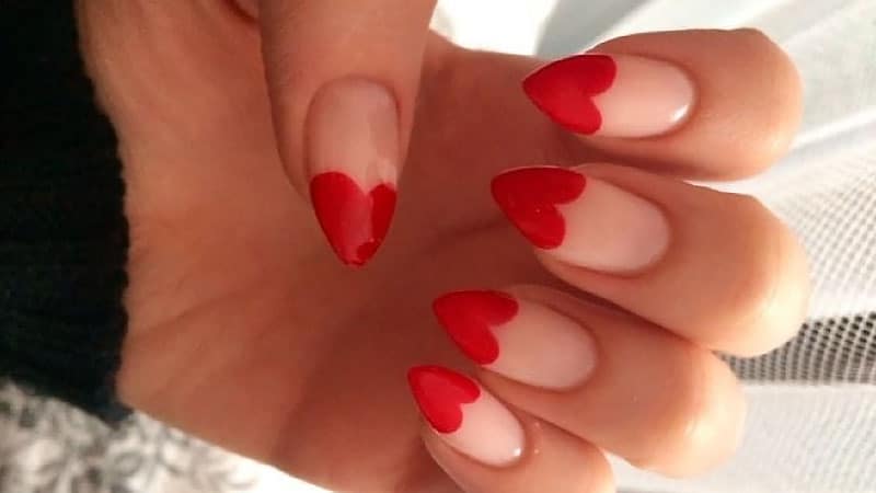 Love Heart Almond Shaped Nails