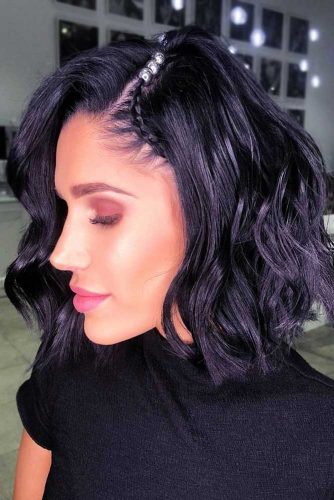 Lovely Side Braids Wavy Hair #wavyhair #brunette #braids #bob