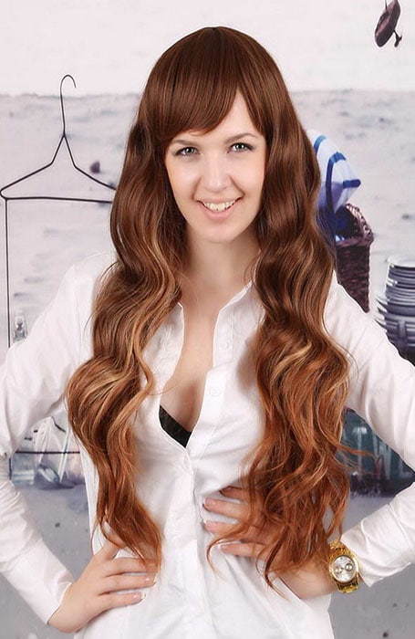 Medium Brown Hair with Blonde and Red Highlights