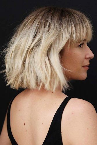 Messy Bob With Bangs #mediumbob #mediumbobhaircuts #haircuts #bobhaircuts