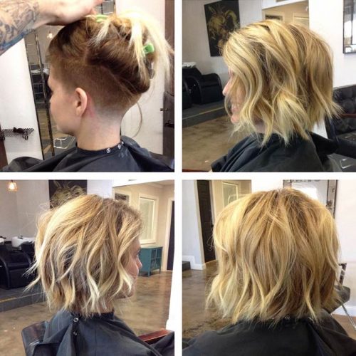 Messy Layered Undercut Bob With Waves #undercutbob #haircuts #undercut #bobhaircut