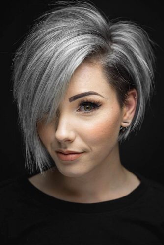 Modern Asymmetrical Pixie Bob With Side Bang #shorthair #shortbangs #bobhaircut #straighthair #asymmetricalbob