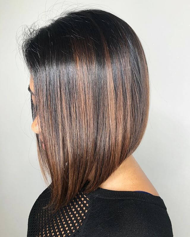 Multi-tonal Long Brunette Bob