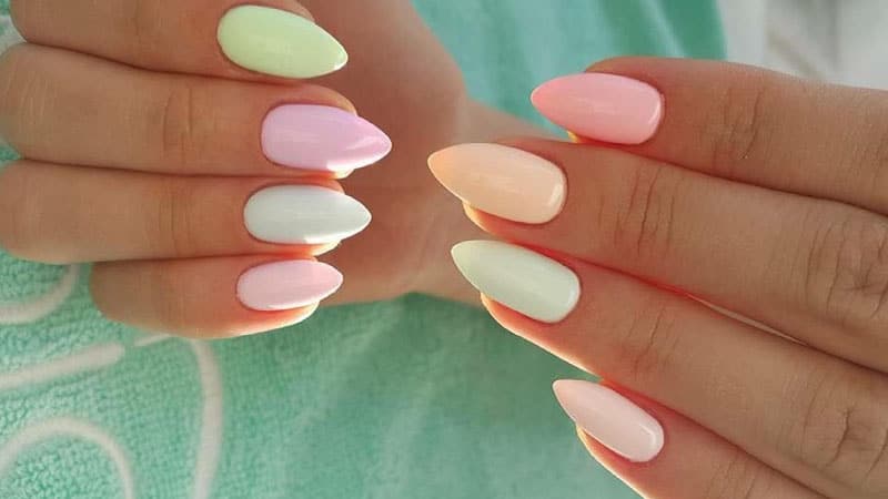 Pastel Almond Shaped Nail Design