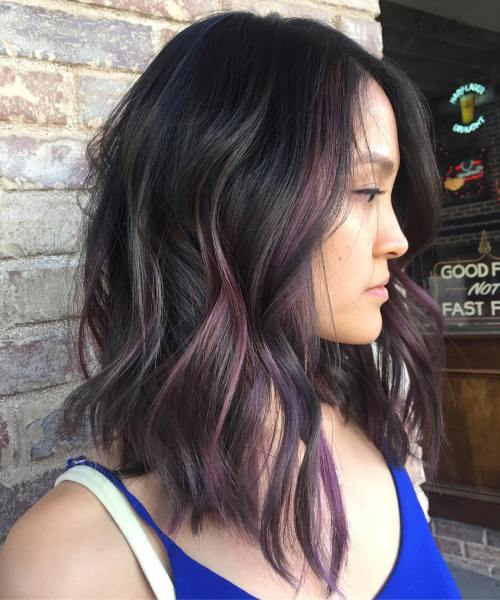Purple Balayage For Black Lob