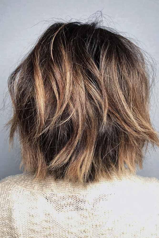 Shaggy Layered Bob With Balayage #layeredbobhairstyles #layeredbob #hairstyles #haircuts #longbob