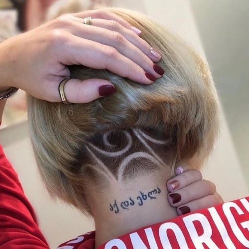 Short Bob With Nape Design #undercutbob #haircuts #undercut #bobhaircut