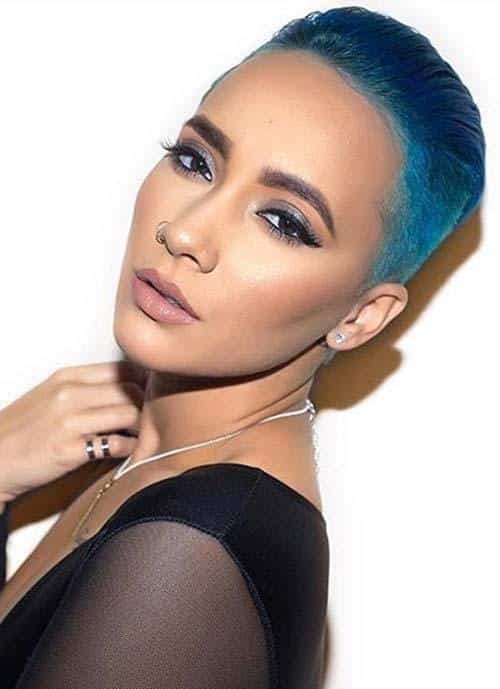 Short Hairstyles for Women: Blue Buzzcut