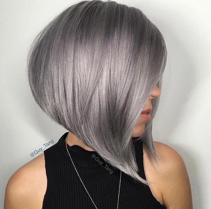 Short Hairstyles for Women: Gray A-Line Bob