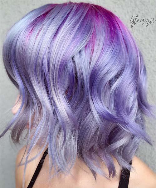 Short Hairstyles for Women: Lavender Balayage Bob