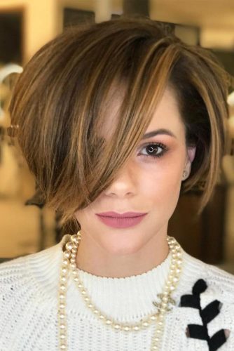 Side Bang Style Idea for Short Bob Haircuts