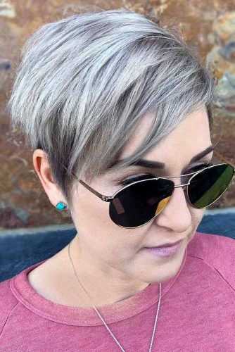 Silver Pixie Cut With Side Bangs #pixiehairstyles #pixiecut #shorthair #straighthair #silverhair