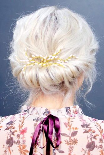 Simple Low Chignon Updo for Short Hair