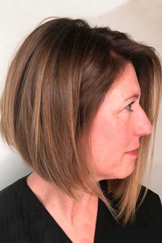 Sleek Inverted Bob With Natural Highlights