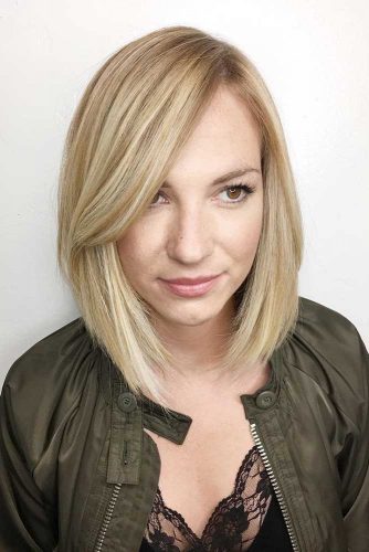 Sleek Long Bob Haircut With Side Swept Bang Pictur Hairs London