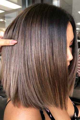 Straight Bob With Brown Balayage #bobhaircuts #haircuts #longbob #straighthair