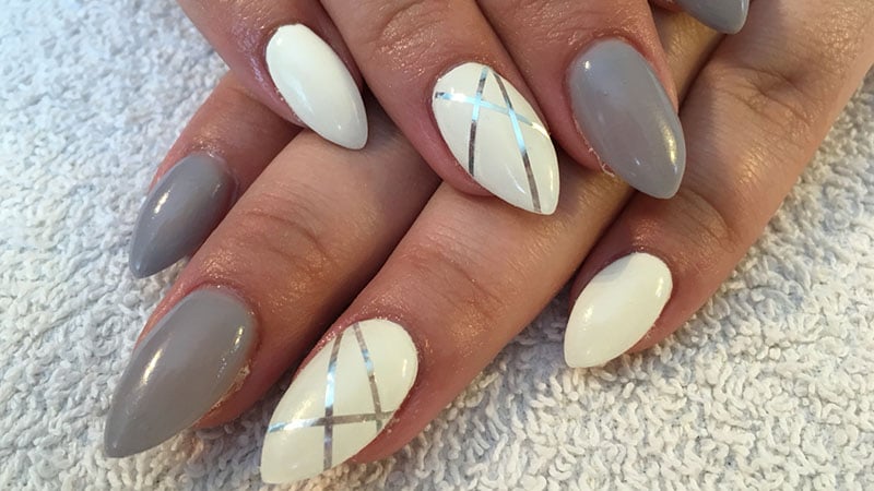 Striped Almond Shaped Nails