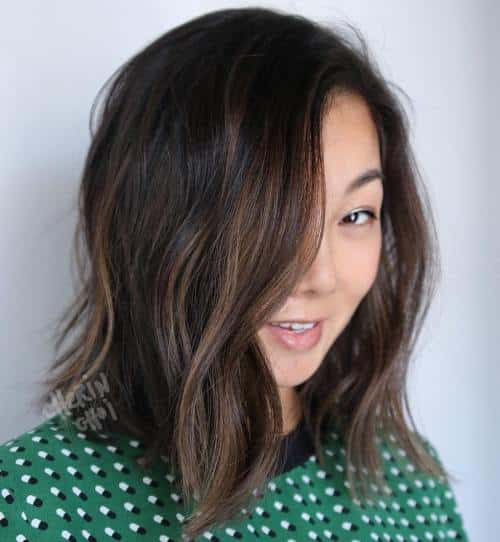 Subtle Balayage Lob For Brunettes