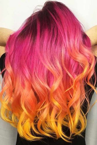 Triple Coloring With Strawberry Blonde Fuchsia #strawberryblonde #yellowhair