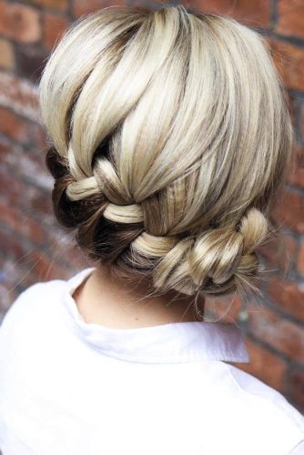 Updo French Braids Hairstyles Bun #braids #updo