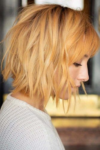 Wavy Bob With Bangs #mediumbob #mediumbobhaircuts #haircuts #bobhaircuts