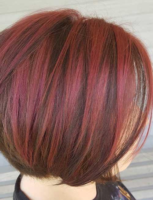19. Short And Stacked With Red Highlights